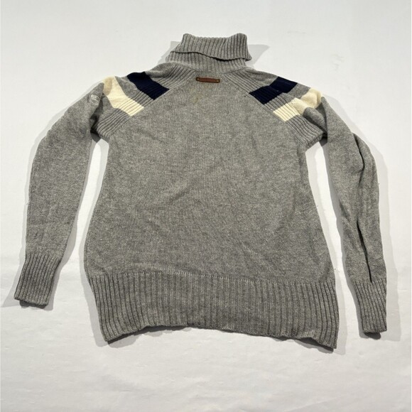 Alps & Meters Wool Cashmere Gray Ski Race Knit Olympic Stripe Sweater  L STAINS - Picture 8 of 12